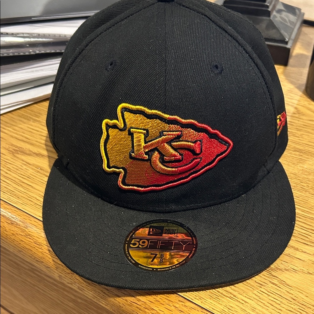 New Era Kansas City Chiefs black fitted hat 7-5/8